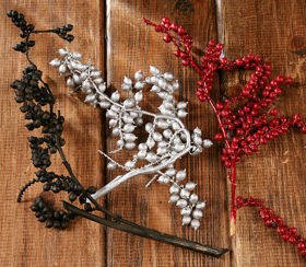 Gałązki świąteczne dekoracyjne Canella cena za op 3 szt 20-30 cm srebro-bordo-czerń