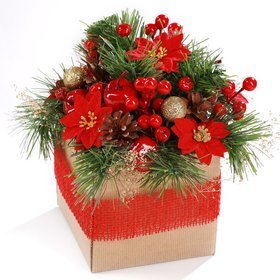 Kosz prezentowy, bukiet kwiatów i roslin, flowerbox